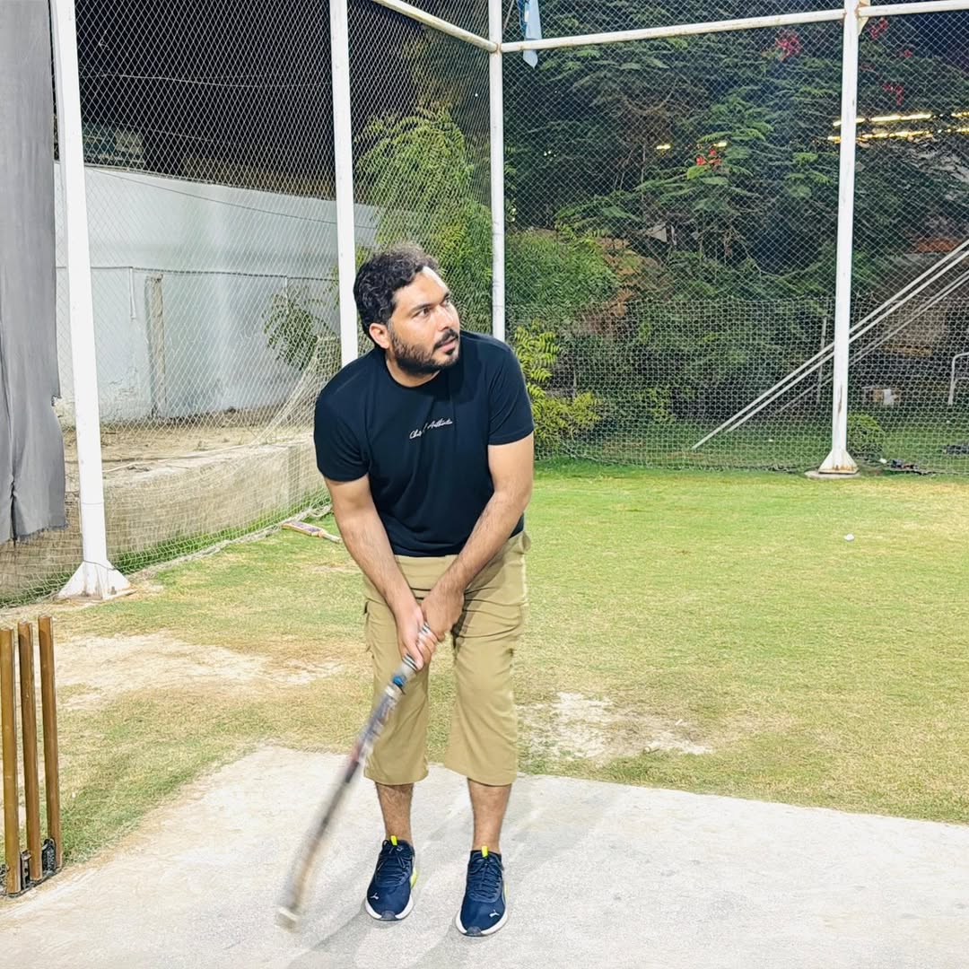 Batsman mid-innings at the club ground