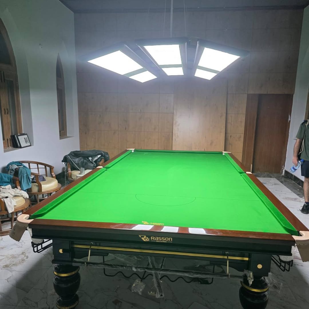 The match snooker table in the club's billiards room